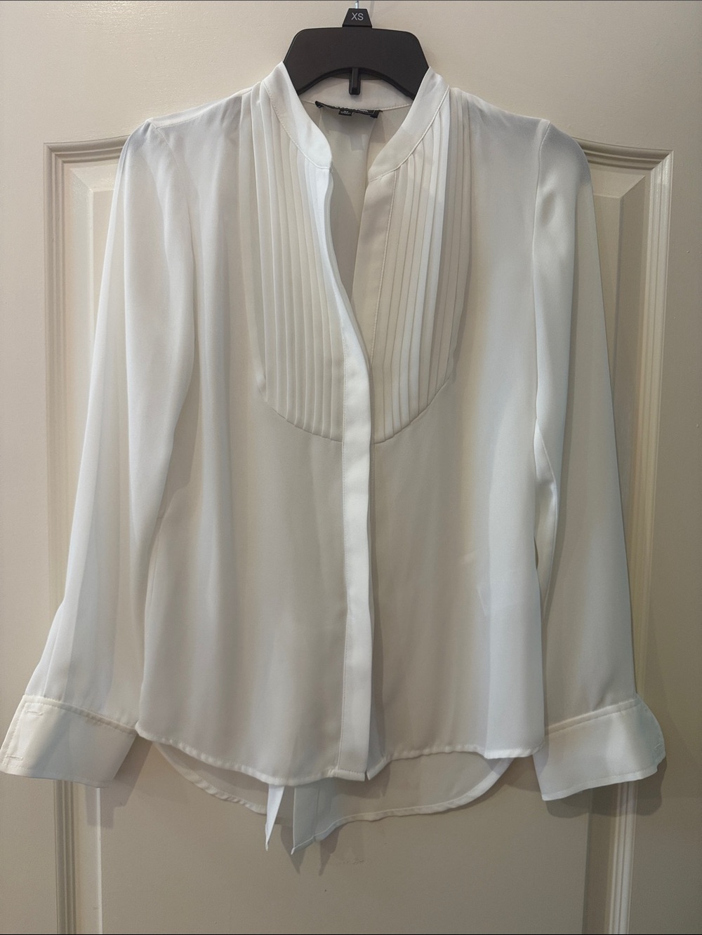 Sam Edelman White Pleated Front Blouse